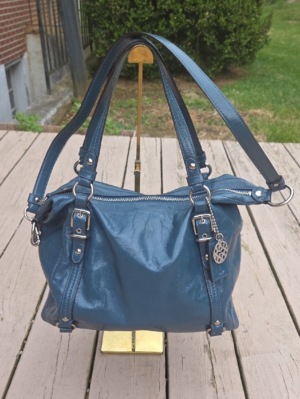 Coach Alexandria 15273 2010 Blue Patent Leather Crossbody $359 Retail. GUC